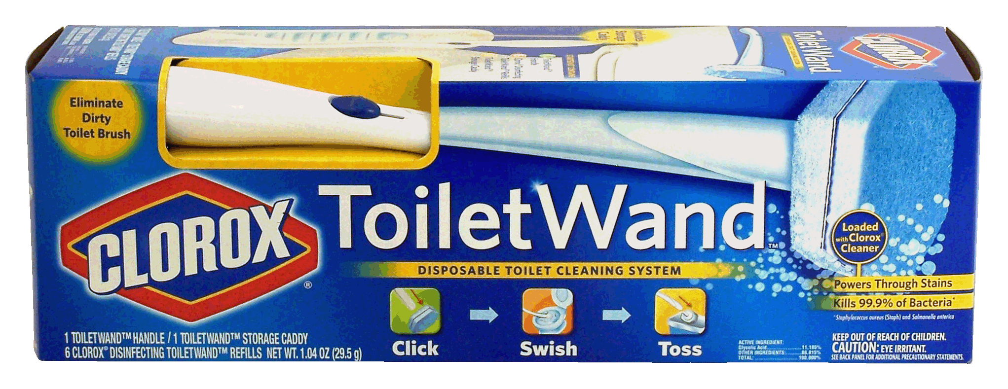 Clorox Toilet Wand disposable toilet cleaning system, 1 handle, 1 storage caddy, 6 clorox disinfecting refills Full-Size Picture